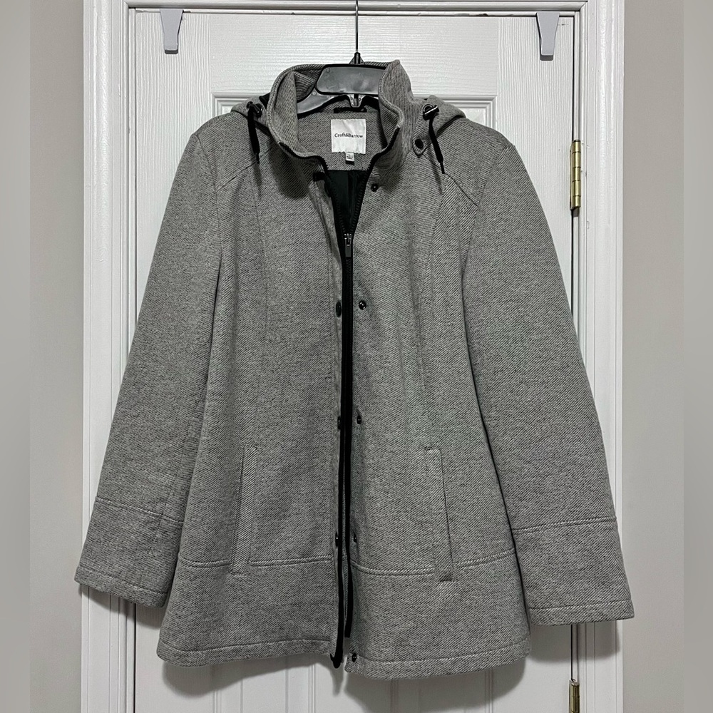 Gray Herringbone Hooded Jacket